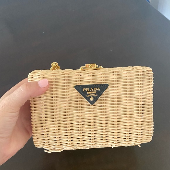 prada wicker clutch